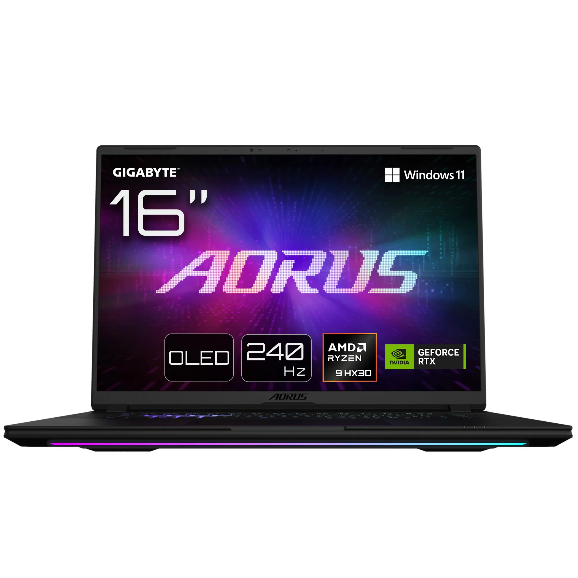 GIGABYTE AORUS MASTER 16 Gaming Laptop - 16,0“, 240Hz OLED, AMD Ryzen 9 9955HX3D, RTX 5080 GPU, 32GB DDR5 5600MHz, 2 x Gen4 1TB SSD, Windows 11 Pro, 2 Jahre Garantie, AORUS MASTER 16 6YJM5DEE65SP