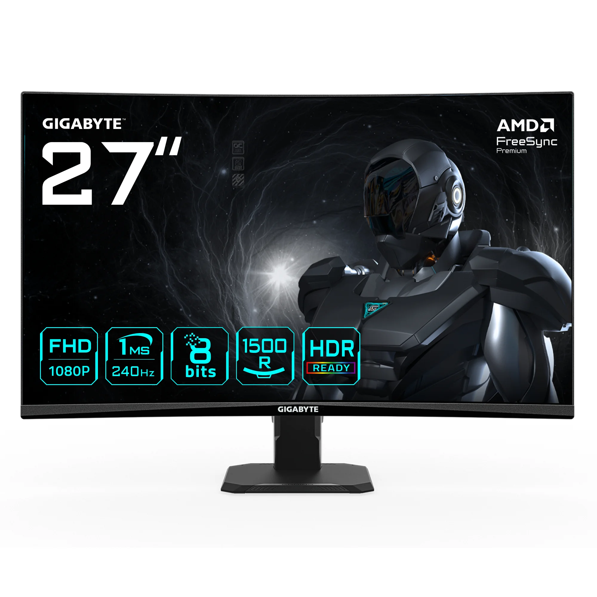 GIGABYTE GS27FC2 27" FHD Curved Gaming-Monitor - 1920 x 1080, 240Hz, 1ms, 350 cd/m², HDR Ready, HDMI 2.0, Displayport 1.4
