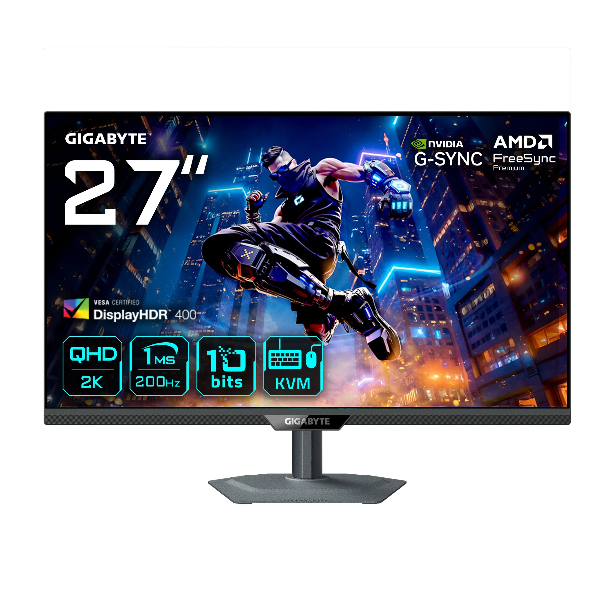 GIGABYTE M27Q2 QD 27” QHD Gaming-Monitor - 2560 x 1440, 200Hz, 1ms, 350 cd/m², FreeSync Premium, Display HDR400, HDMI 2.0, DisplayPort 1.4