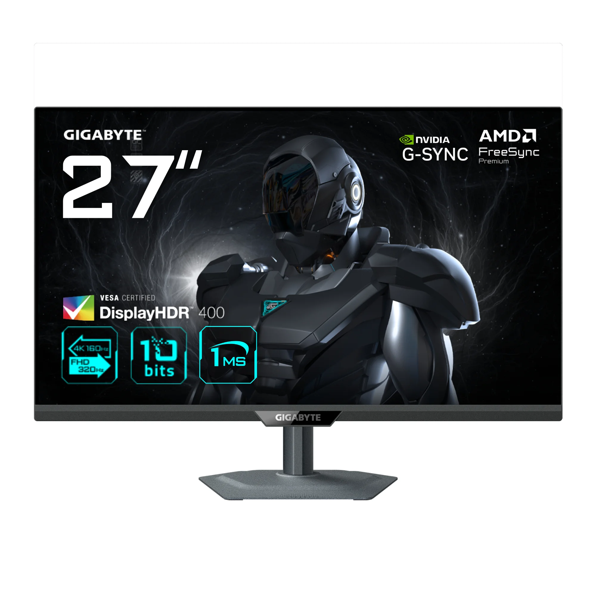 GIGABYTE G27U 27” 4K UHD Gaming-Monitor - Dual-Modus (4K 160Hz oder FHD 320Hz), 3840 x 2160, 1ms, 350 cd/m², FreeSync Premium, DisplayHDR400, HDMI 2.1, DisplayPort 1.4