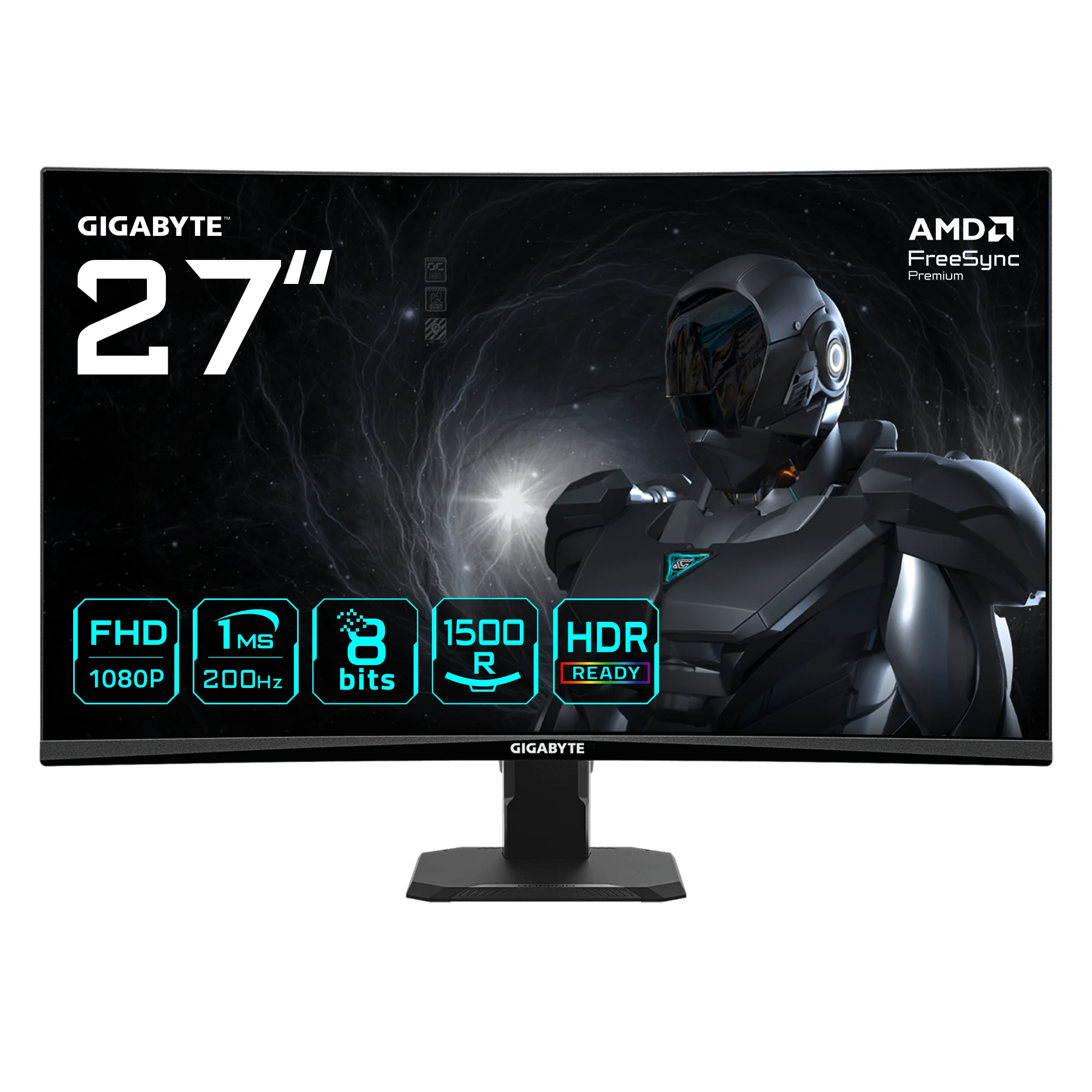 GIGABYTE GS27FCA 27" FHD Curved Gaming Monitor - 1920 x 1080, 200Hz, 1ms, 250 cd/m², FreeSync Premium, HDR Ready, HDMI 2.0, DisplayPort 1.4