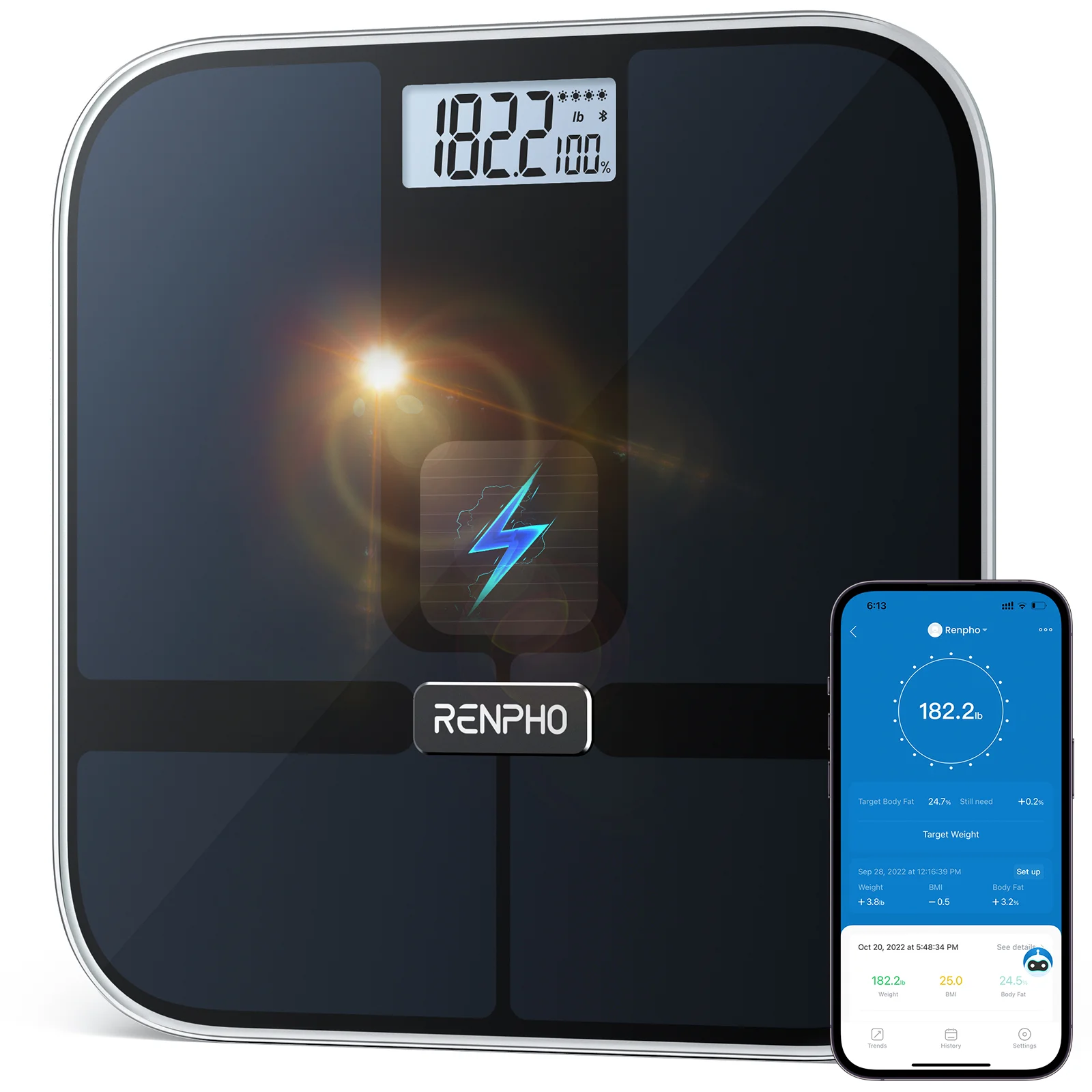 Renpho Elis Solar 2 Quadratisch Schwarz Elektronische Personenwaage