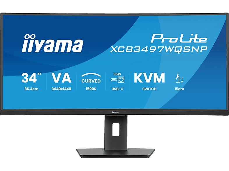 IIYAMA XCB3497WQSNP-B1 34 Zoll 2K UltraWide QHD Business Monitor 0,4 ms Reaktionszeit 120 Hz