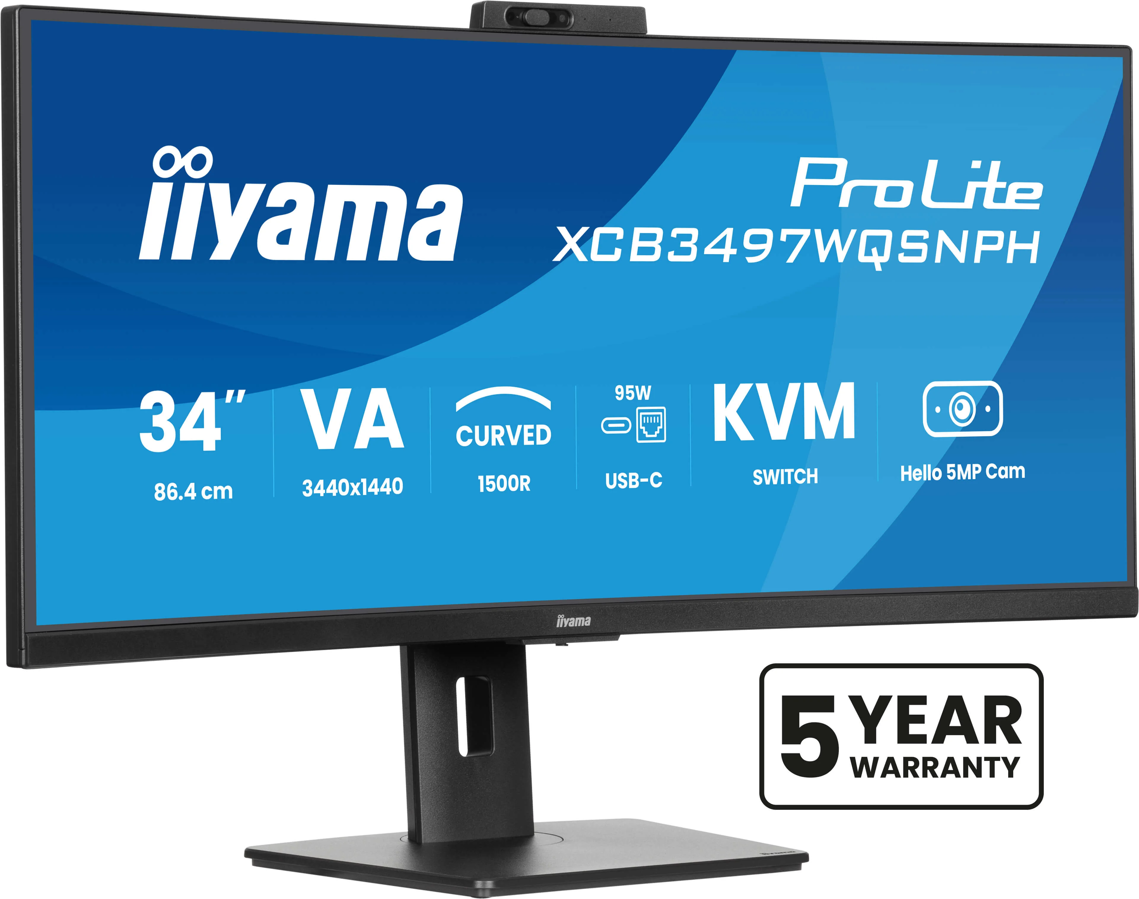 iiyama ProLite XCB3497WQSNPH-B1 Computerbildschirm 86,4 cm (34") 3440 x 1440 Pixel UltraWide Quad HD LED Schwarz
