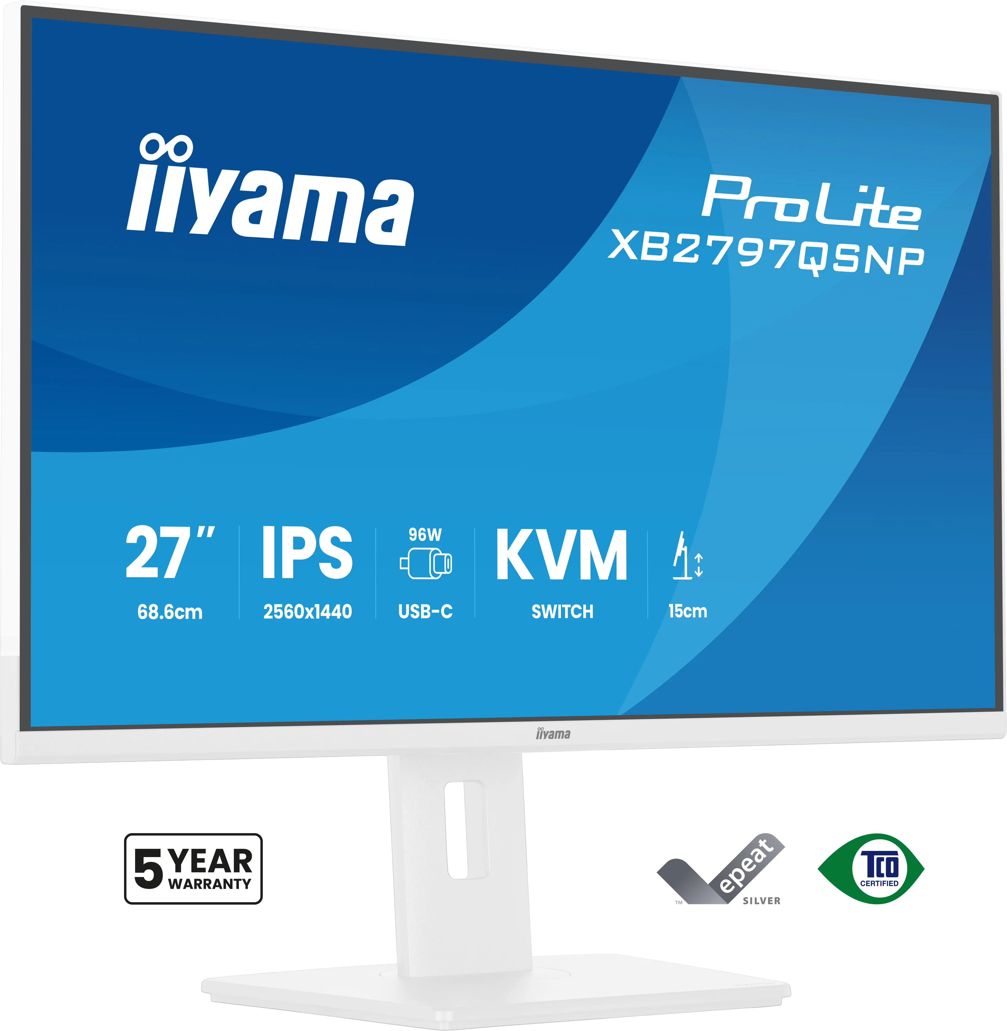 iiyama ProLite XB2797QSNP-W1 Computerbildschirm 68,6 cm (27") 2560 x 1440 Pixel Quad HD LCD Weiß