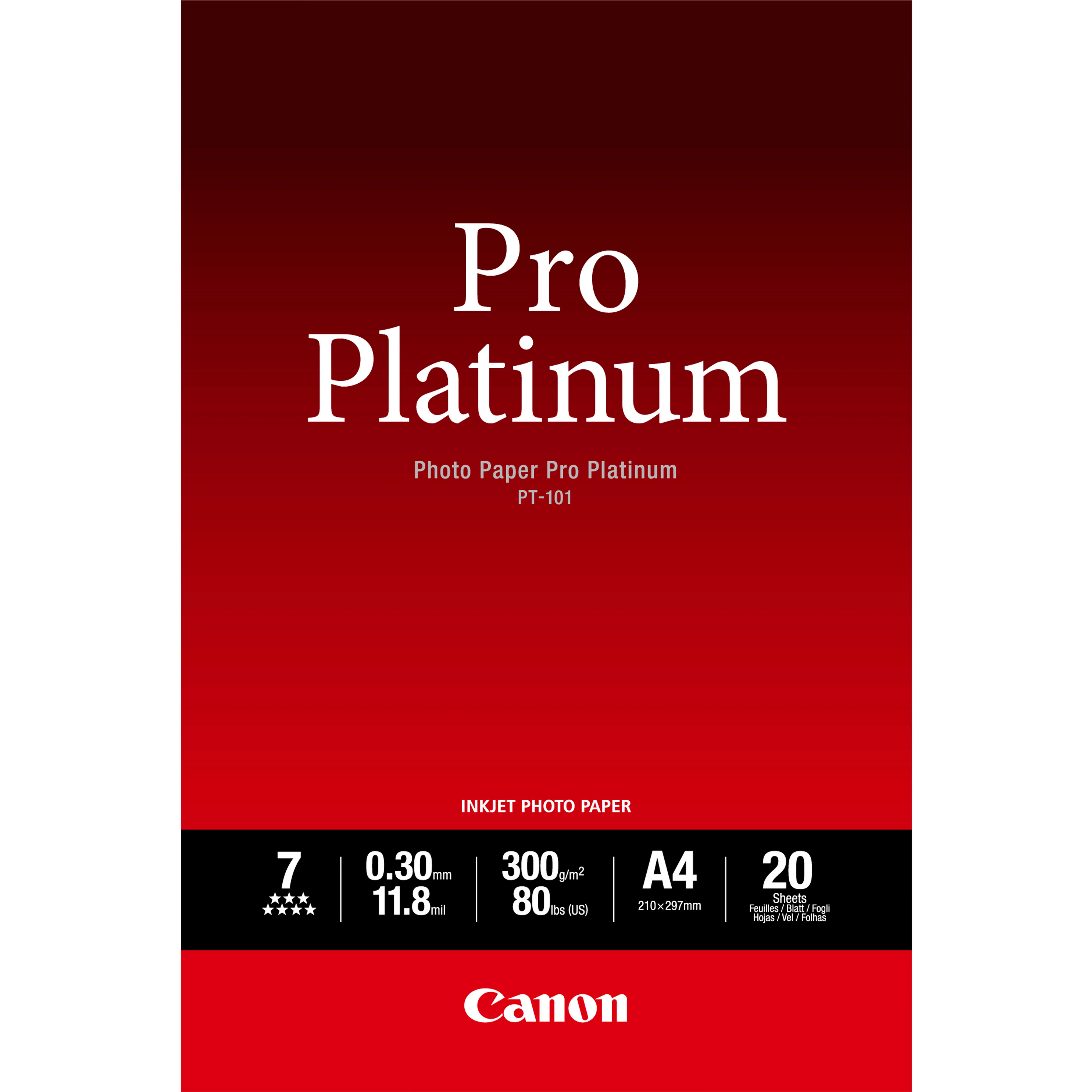 Canon PT-101 Pro Platinum Fotopapier A4 – 20 Blatt