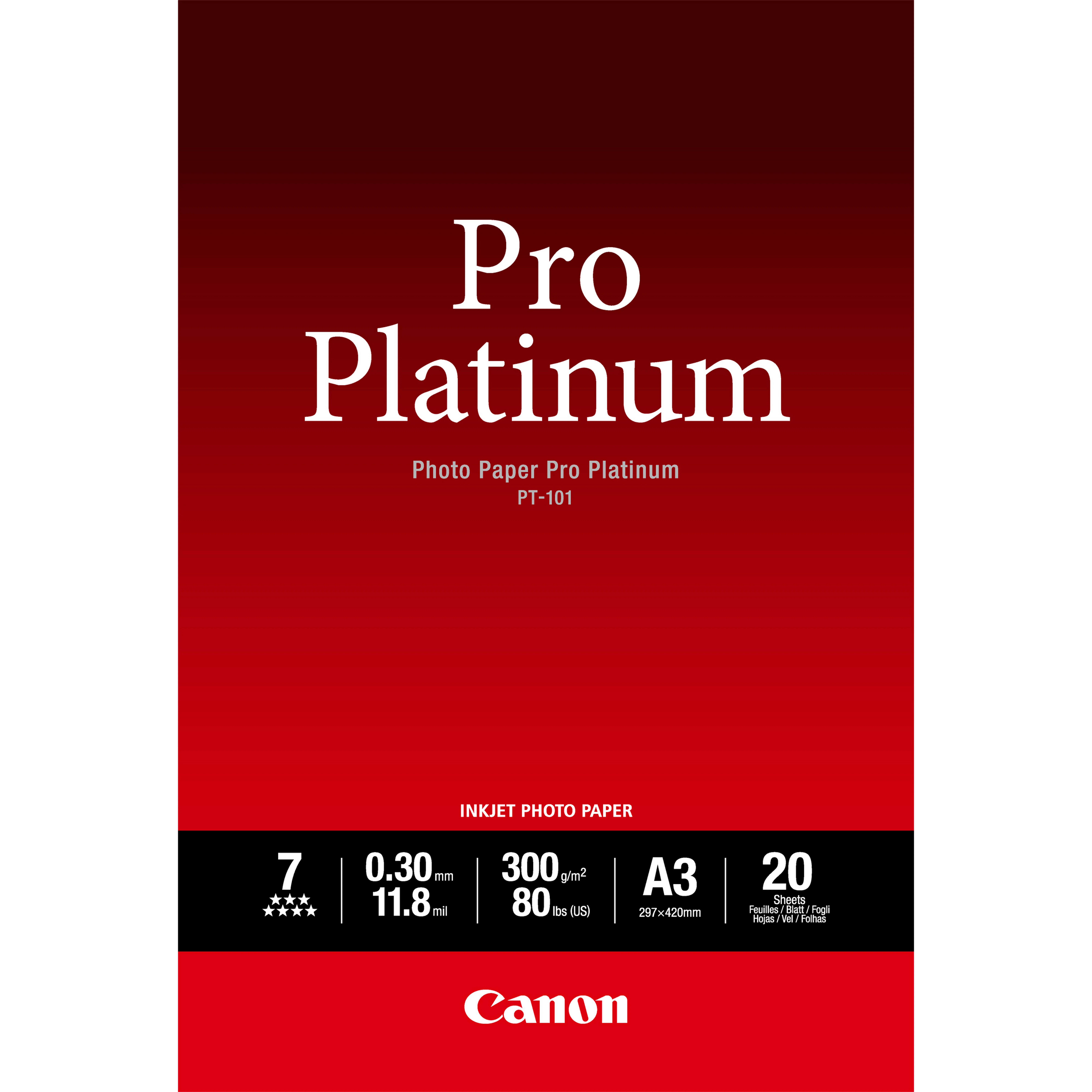 Canon PT-101 Pro Platinum Fotopapier A3 – 20 Blatt