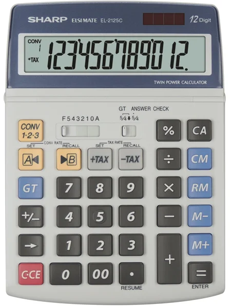 Sharp EL2125C Taschenrechner Desktop Finanzrechner Schwarz, Blau, Grau