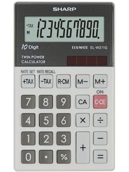 Sharp EL-W211G Taschenrechner Tasche Finanzrechner Grau