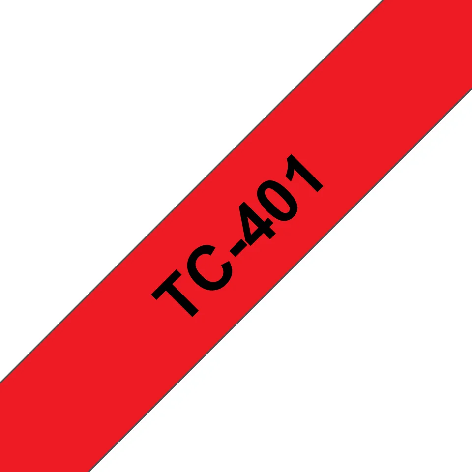 Brother TC-401 Etiketten erstellendes Band Schwarz auf rot