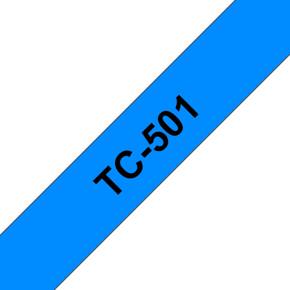 Brother TC-501 Etiketten erstellendes Band Scwarz auf blau