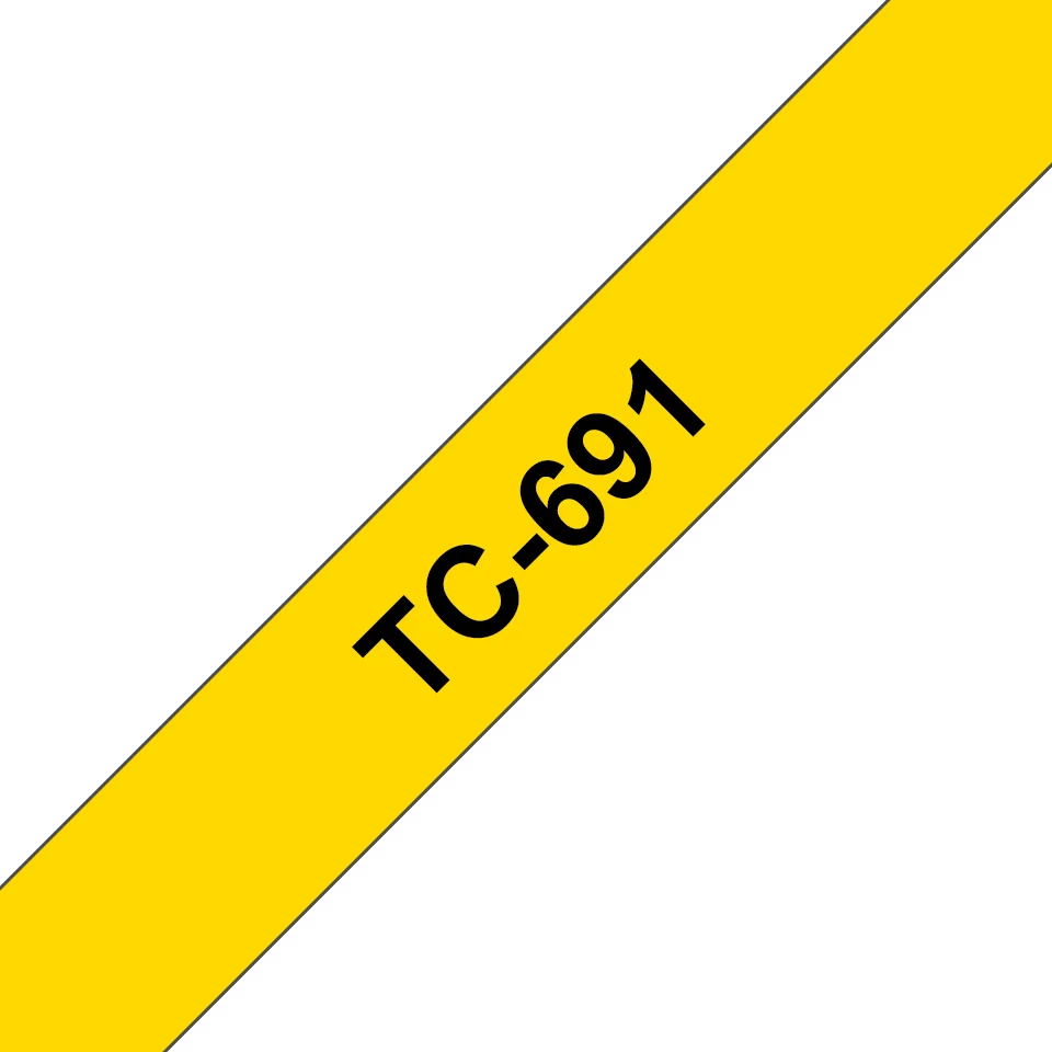 Brother TC-691 Etiketten erstellendes Band Schwarz auf gelb