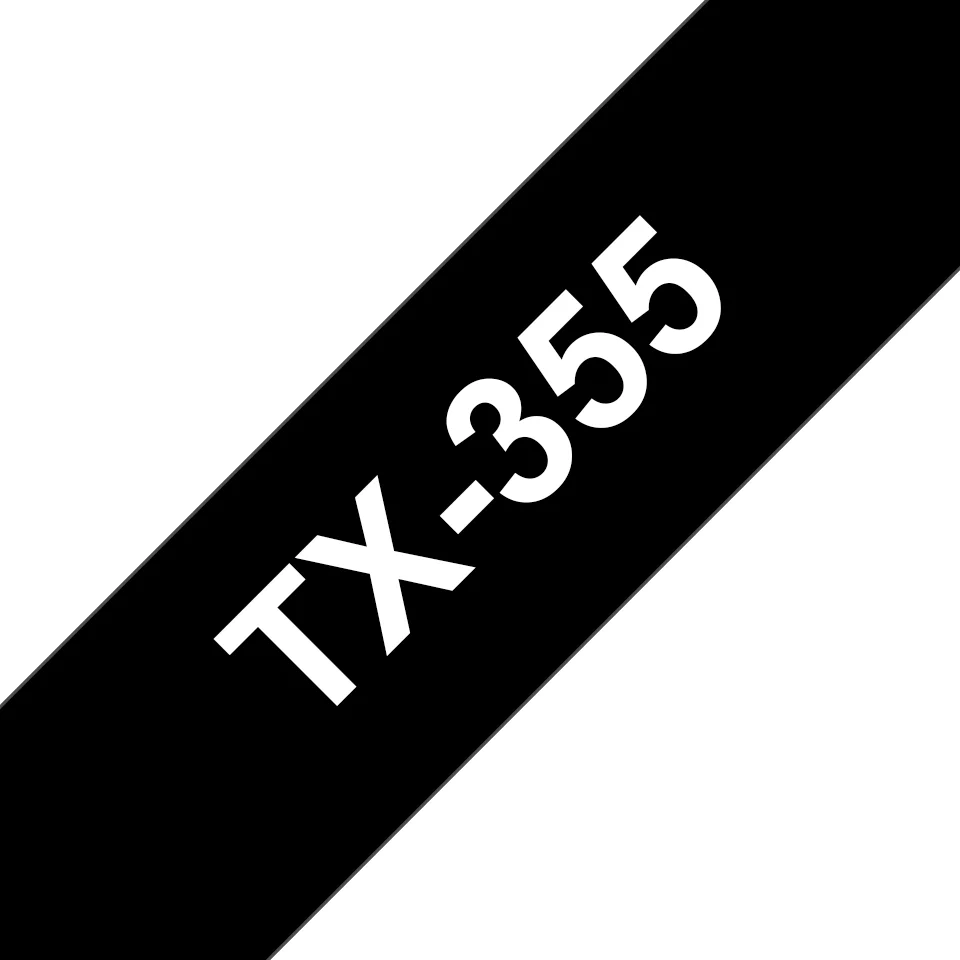 Brother TX-355 Etiketten erstellendes Band Weiss auf Schwarz