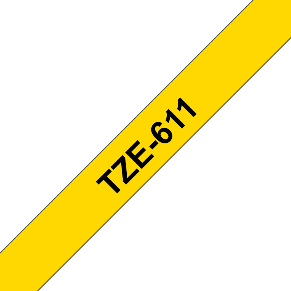 Brother TZE-611 Etiketten erstellendes Band Schwarz auf gelb