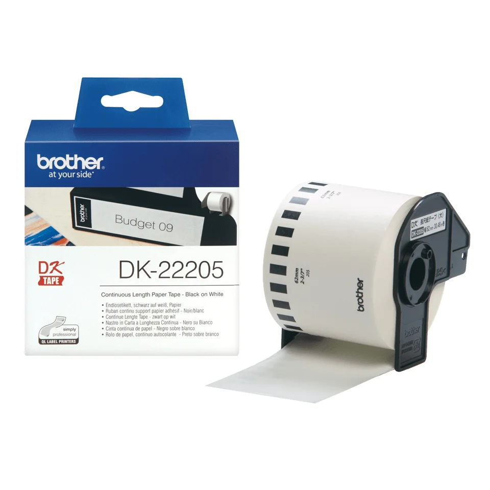 Brother DK-22205 Etiketten erstellendes Band Schwarz auf weiss