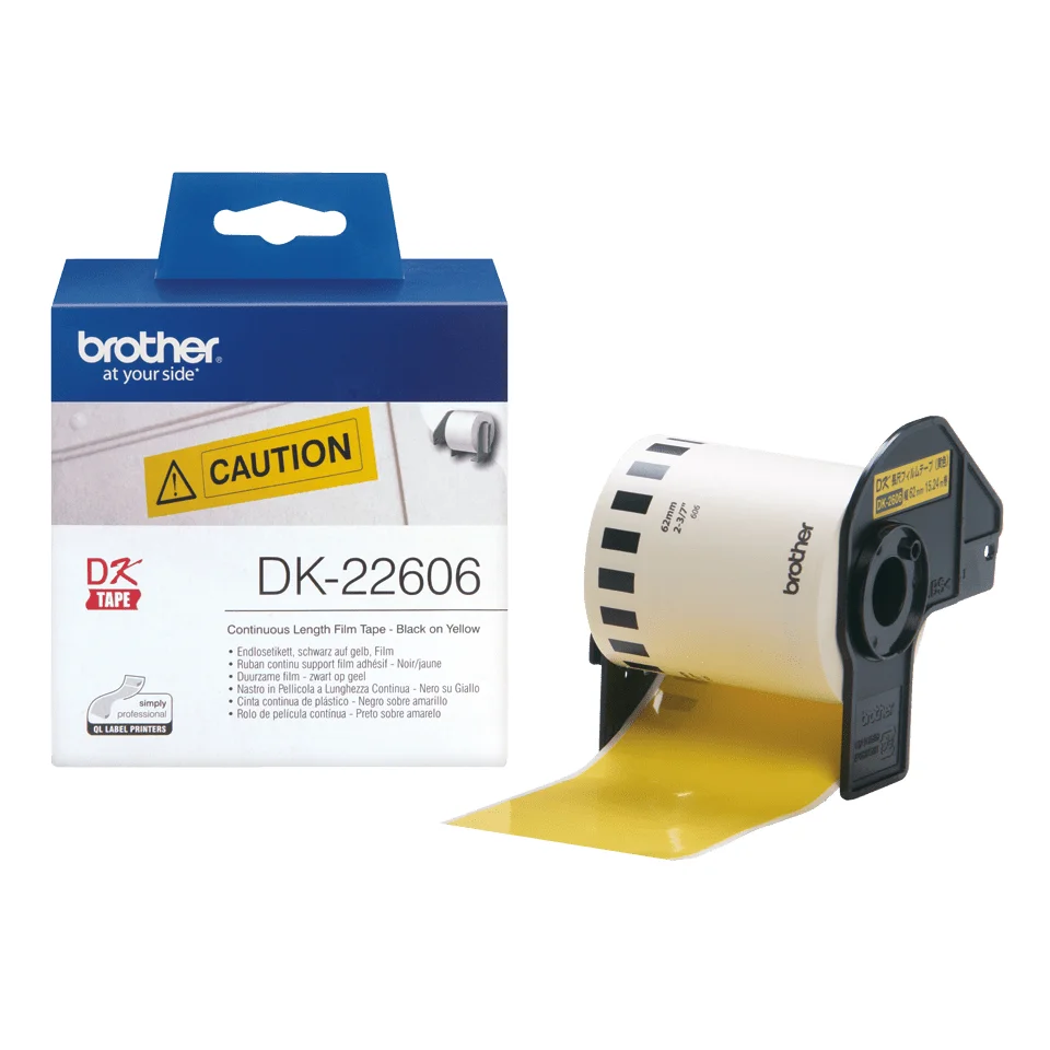 Brother DK-22606 Etiketten erstellendes Band Schwarz auf gelb