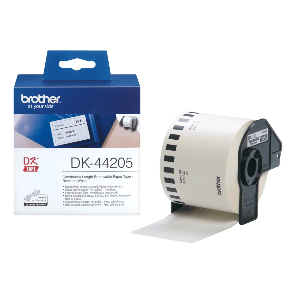Brother DK-44205 Etiketten erstellendes Band Schwarz auf weiss