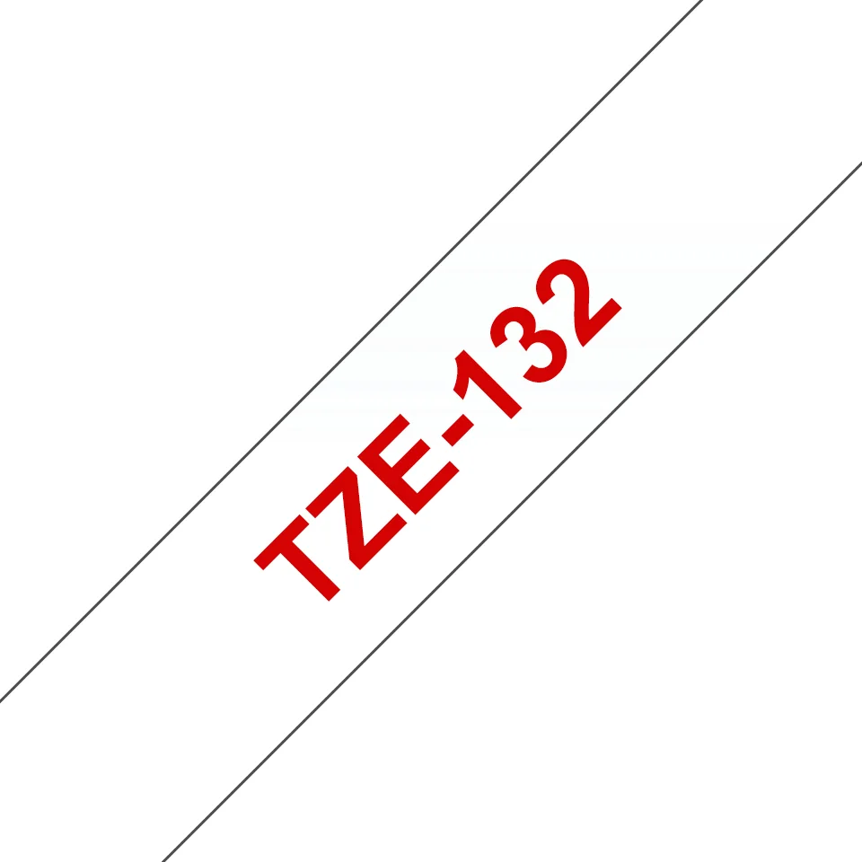 Brother TZE-132 Etiketten erstellendes Band Rot auf Transparent