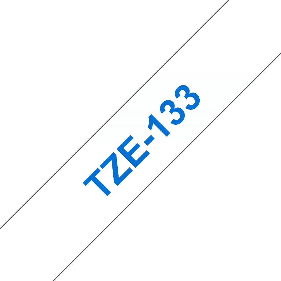 Brother TZE-133 Etiketten erstellendes Band Blau auf transparent