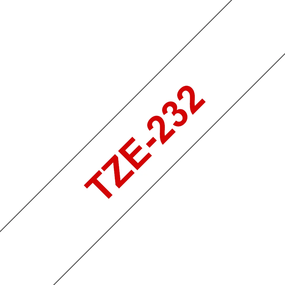 Brother TZE-232 Etiketten erstellendes Band Rot aud Weiss