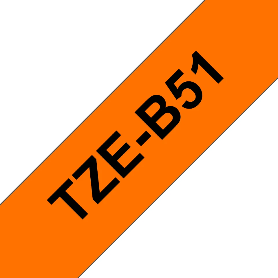 Brother TZE-B51 Etiketten erstellendes Band Schwarz auf leuchtend Orange
