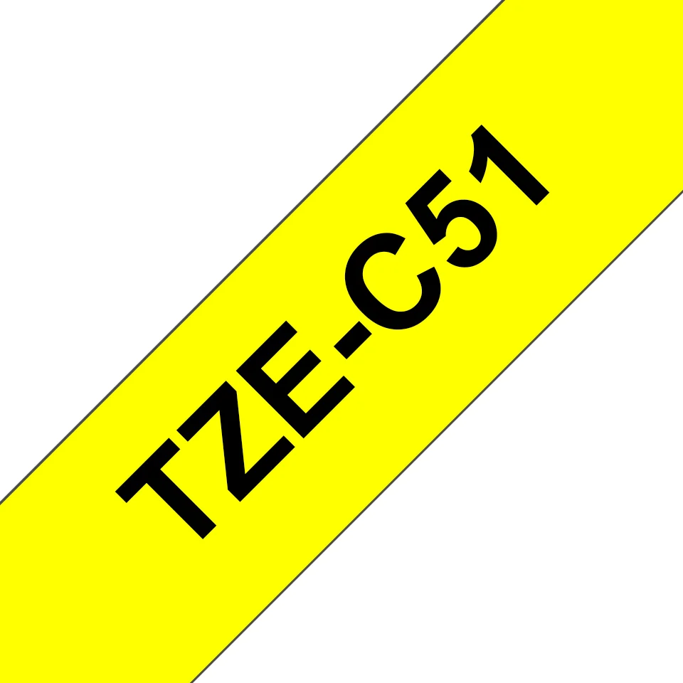 Brother TZE-C51 Etiketten erstellendes Band Schwarz auf fluoreszierendem Gelb