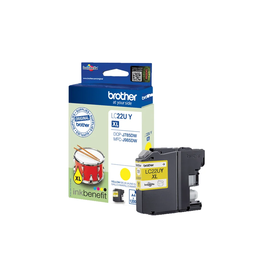Brother LC22UY Druckerpatrone 1 Stück(e) Original Hohe (XL-) Ausbeute Gelb