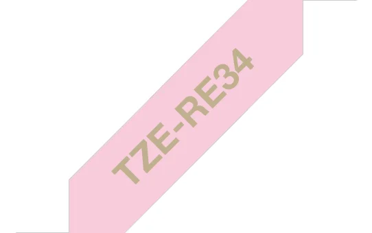 Brother TZE-RE34 Etiketten erstellendes Band Gold auf Rosa
