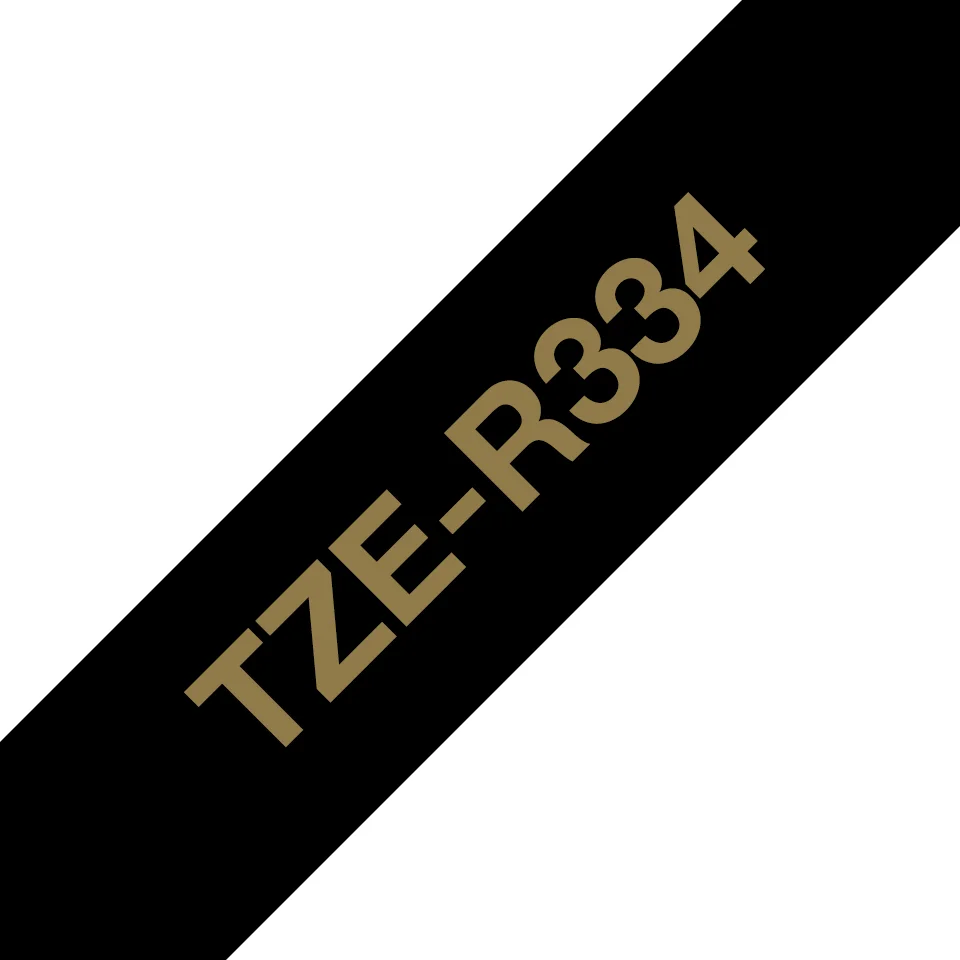 Brother TZE-R334 Etiketten erstellendes Band Gold auf Schwarz