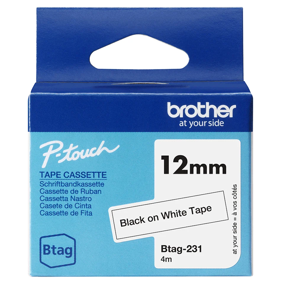 Brother BTAG-231 Etiketten erstellendes Band Schwarz auf weiss