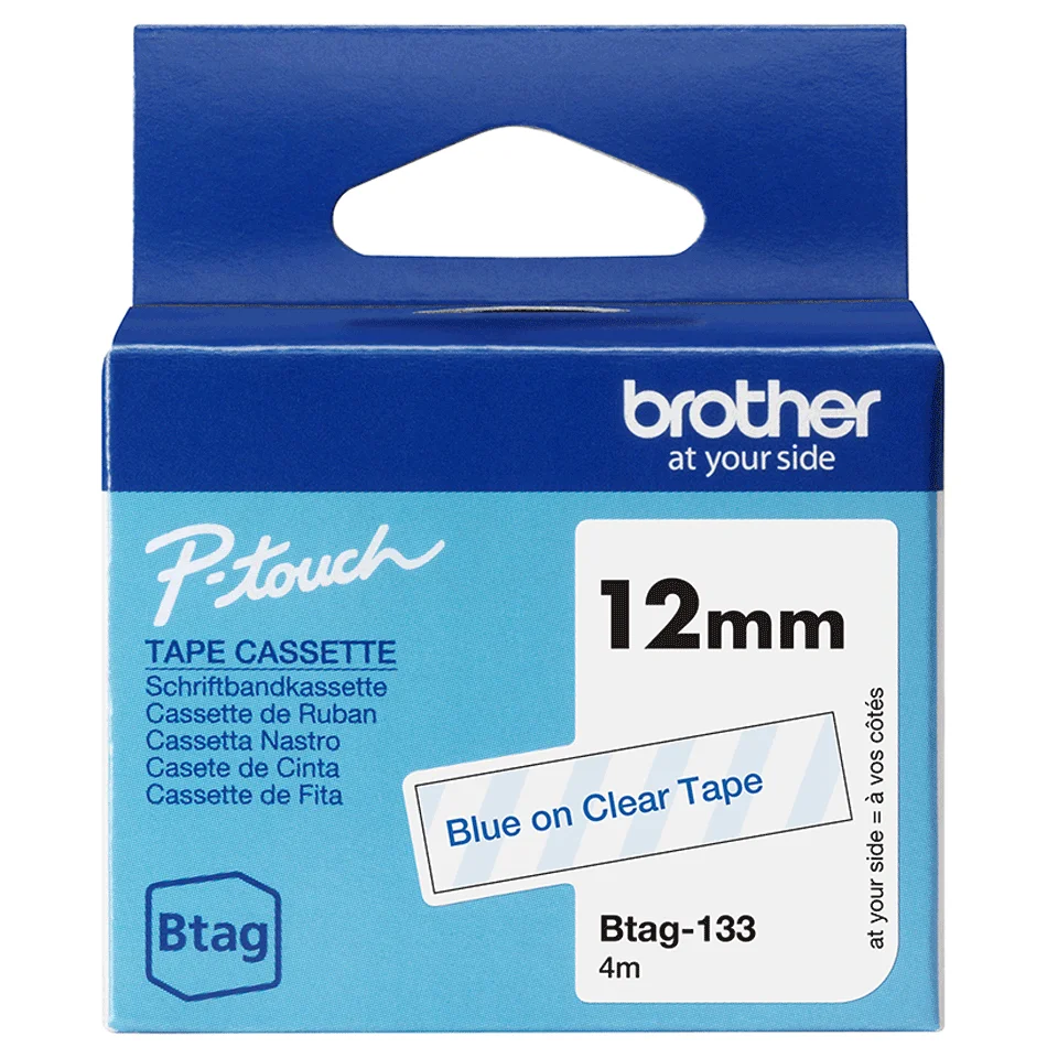 Brother BTAG-133 Etiketten erstellendes Band Blau auf transparent