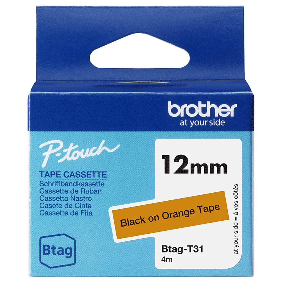 Brother BTAG-T31 Etiketten erstellendes Band Schwarz auf orange