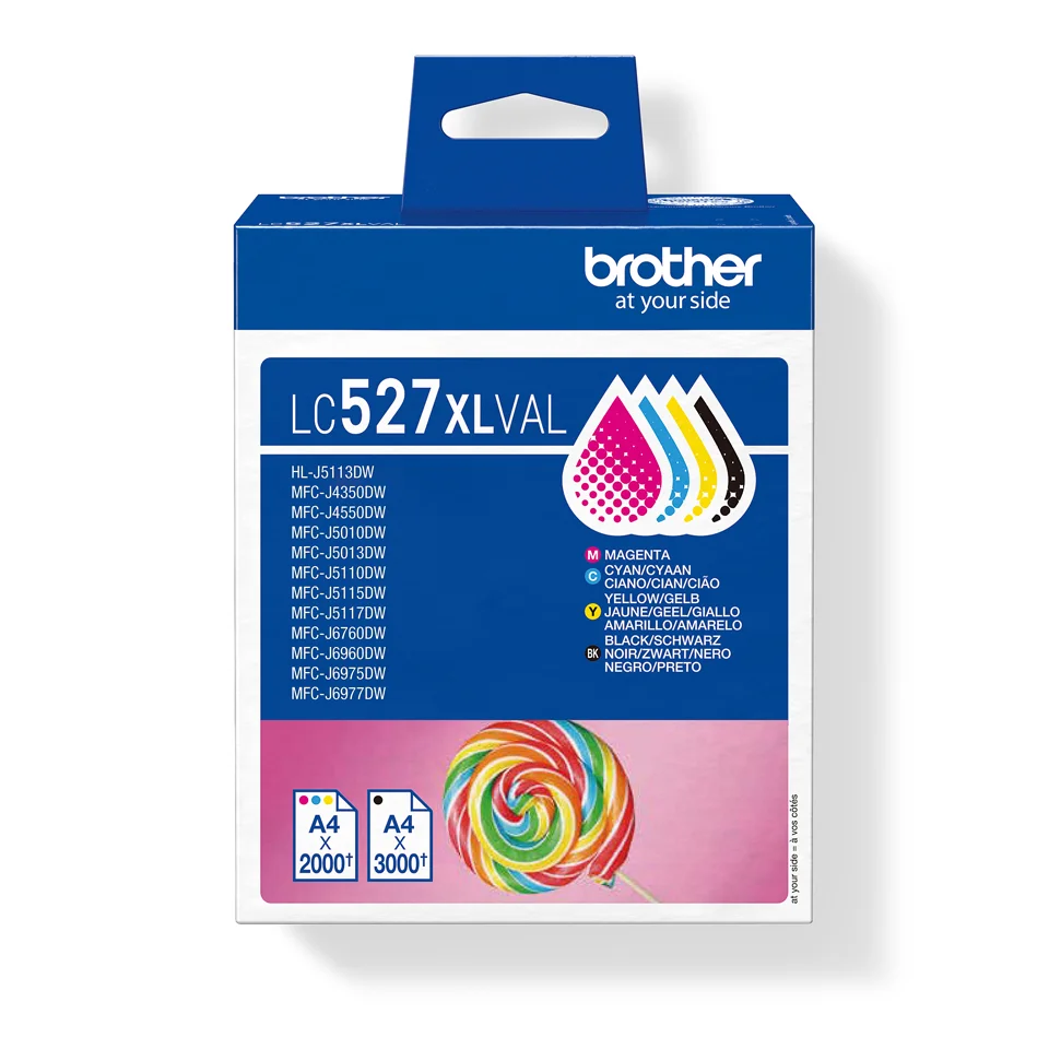 Brother LC527XLVAL Druckerpatrone 4 Stück(e) Original Hohe (XL-) Ausbeute Schwarz, Cyan, Magenta, Gelb