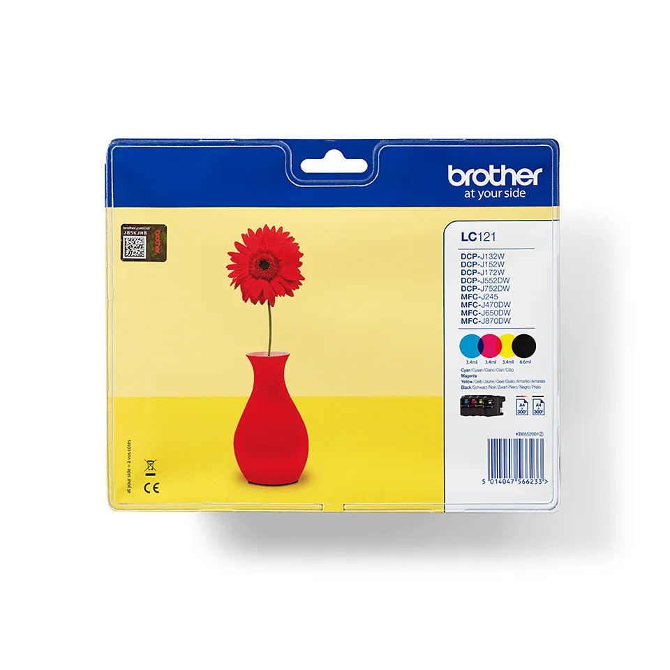 Brother LC121VALBP Druckerpatrone 4 Stück(e) Original Schwarz, Cyan, Magenta, Gelb