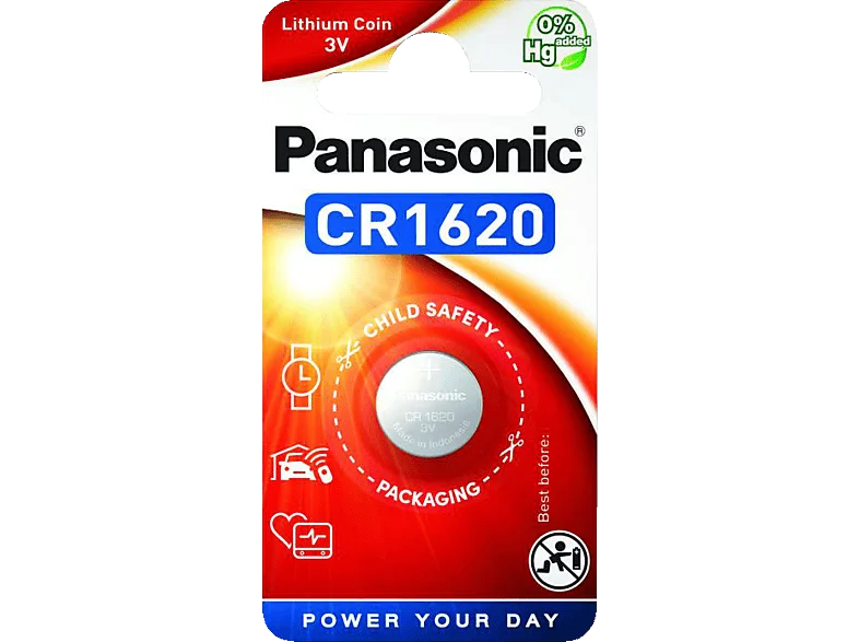 PANASONIC 2B350597 CR1620L/1BP CR1620 Knopfzelle, Li-Ion, 3 Volt