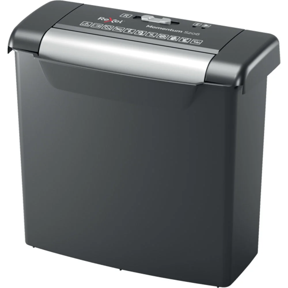 Rexel Momentum S206 Aktenvernichter Streifenzerkleinerung 72 dB Schwarz, Grau