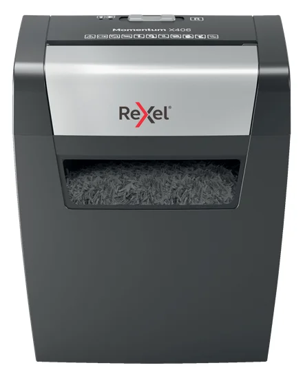 Rexel Momentum X406 Aktenvernichter Partikelschnitt-Zerkleinerung 70 dB Blau, Grau