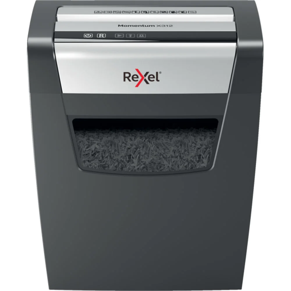 Rexel Momentum X312 Aktenvernichter Partikelschnitt-Zerkleinerung 62 dB Schwarz, Grau