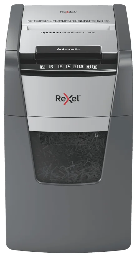 Rexel Optimum AutoFeed+ 150X A Aktenvernichter Kreuzschreddern 55 dB 22 cm Schwarz, Grau