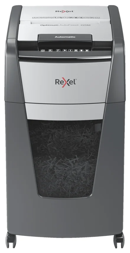 Rexel AutoFeed+ 225M Aktenvernichter Mikrogeschnittene Zerkleinerung 55 dB 23 cm Schwarz, Grau