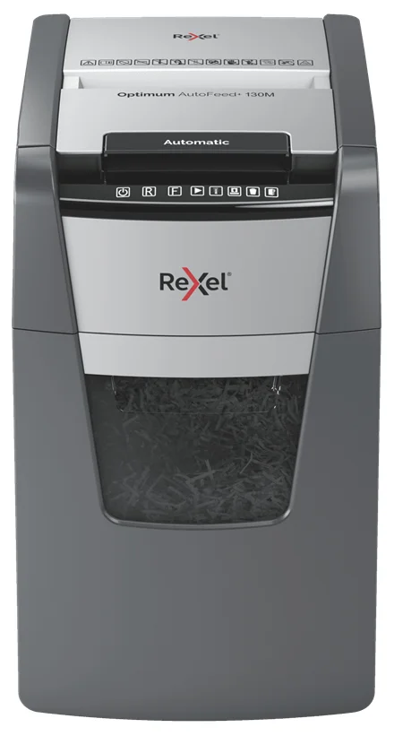 Rexel AutoFeed+ 130M Aktenvernichter Mikrogeschnittene Zerkleinerung 55 dB Schwarz, Grau