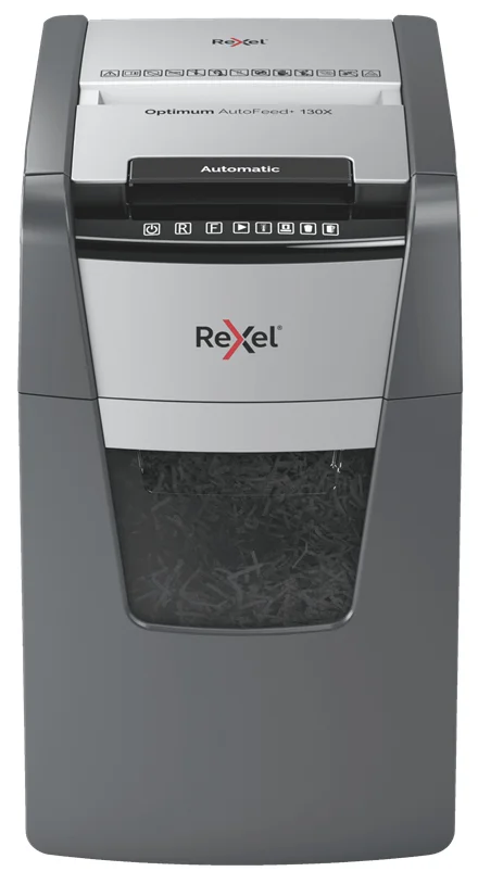 Rexel Optimum AutoFeed+ 130X Aktenvernichter Kreuzschreddern 55 dB 22 cm Schwarz, Silber