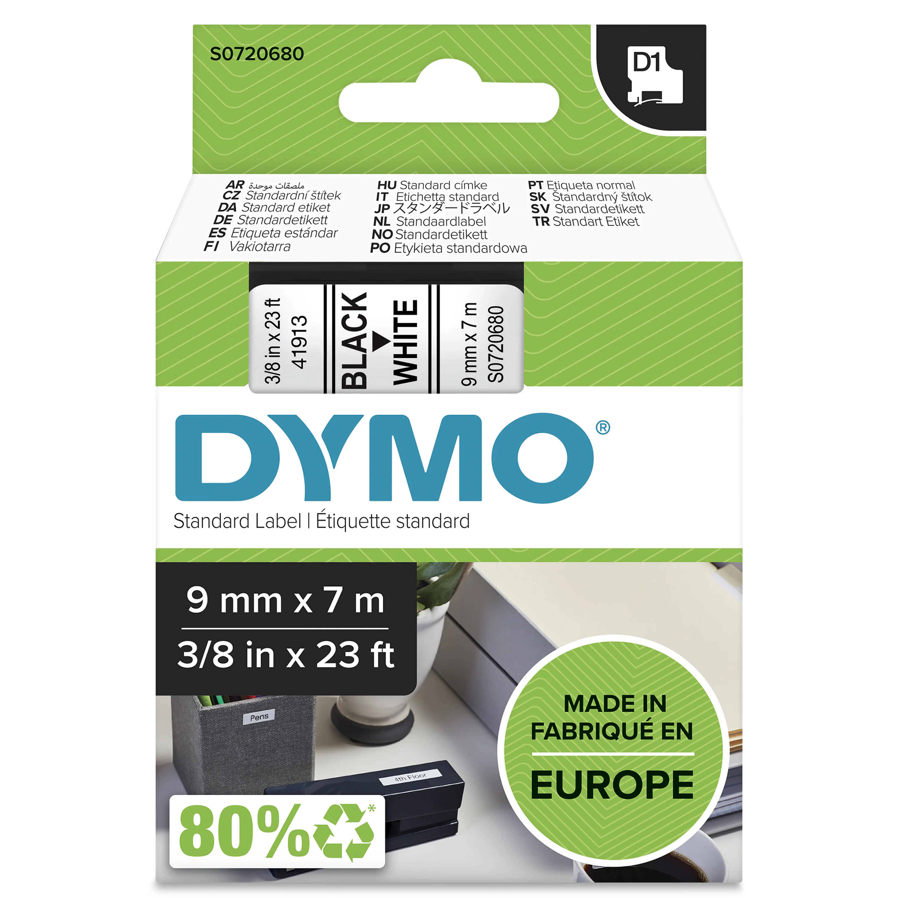 DYMO Original D1-Etiettenband | 9 mm x 7 m | schwarz auf weiß | selbstklebendes Etikettenband | für LabelManager-Beschriftungsgerät