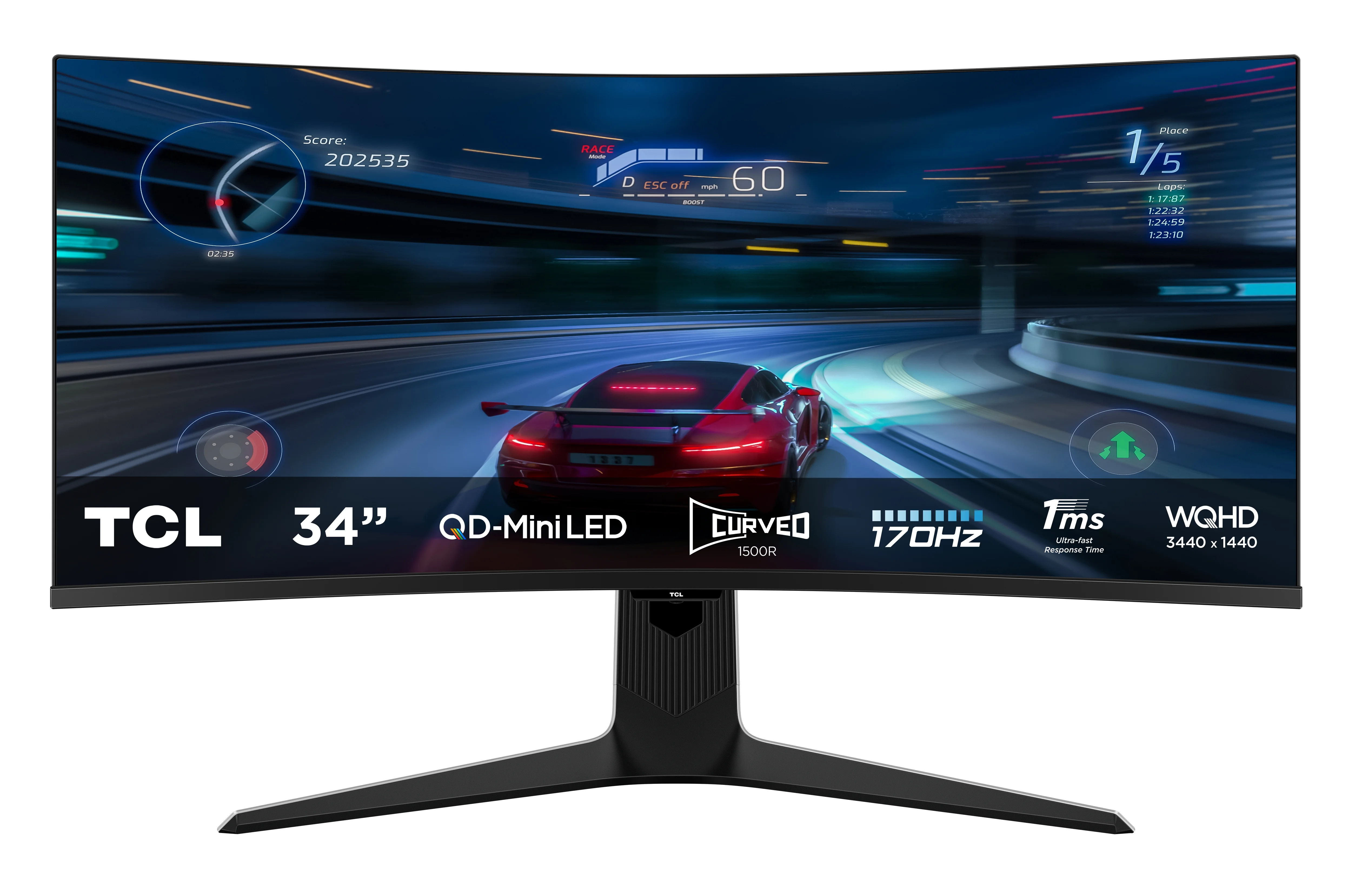 TCL R83 34R83Q Computerbildschirm 94 cm (37") 3440 x 1440 Pixel UltraWide Quad HD LED Schwarz, Weiß