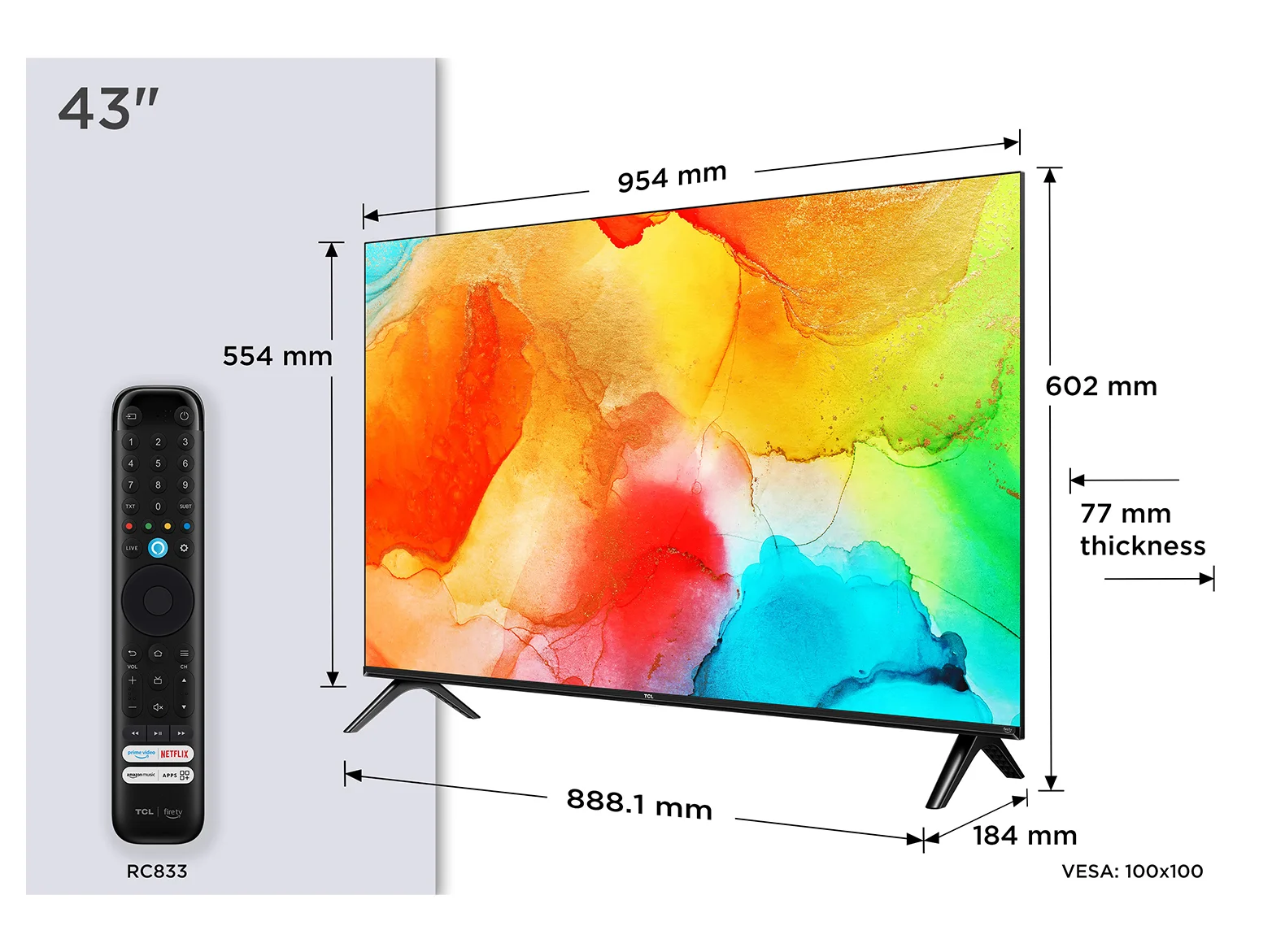 TCL SF560 43SF560 Fernseher 109,2 cm (43") Full HD Smart-TV WLAN Metallisch 300 cd/m²