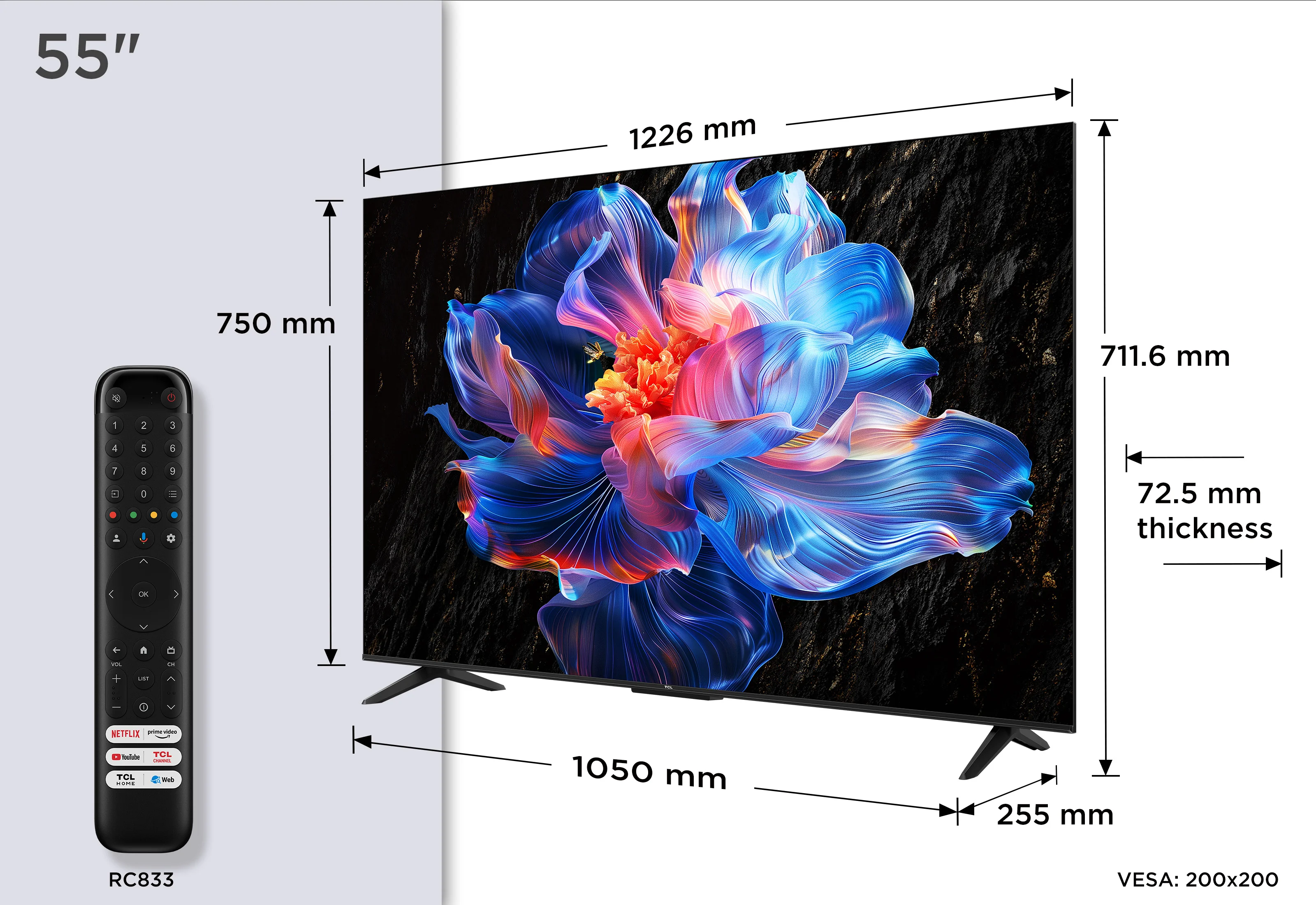 TCL P6K 55P6K Fernseher 139,7 cm (55") 4K Ultra HD Smart-TV WLAN Metallisch
