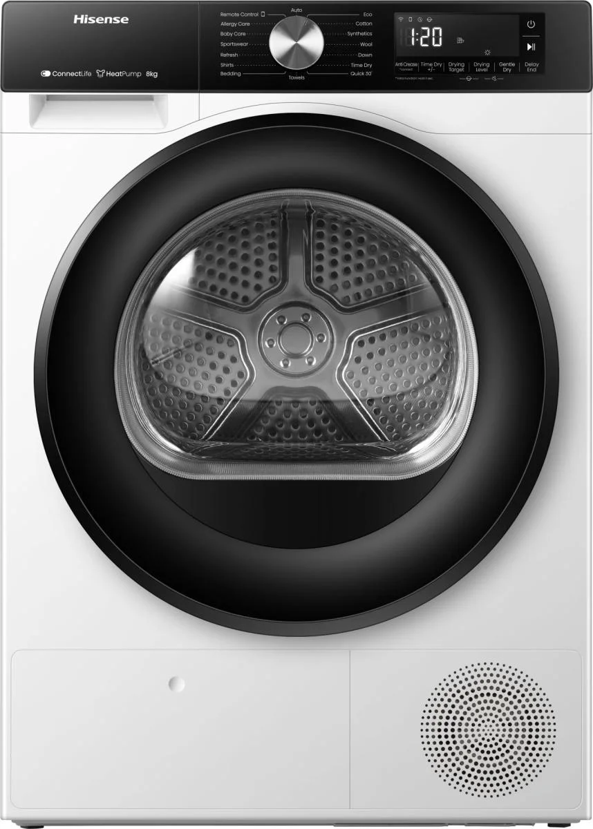 Hisense 3S Freistehender Wäschetrockner mit Wärmepumpe, 8 kg