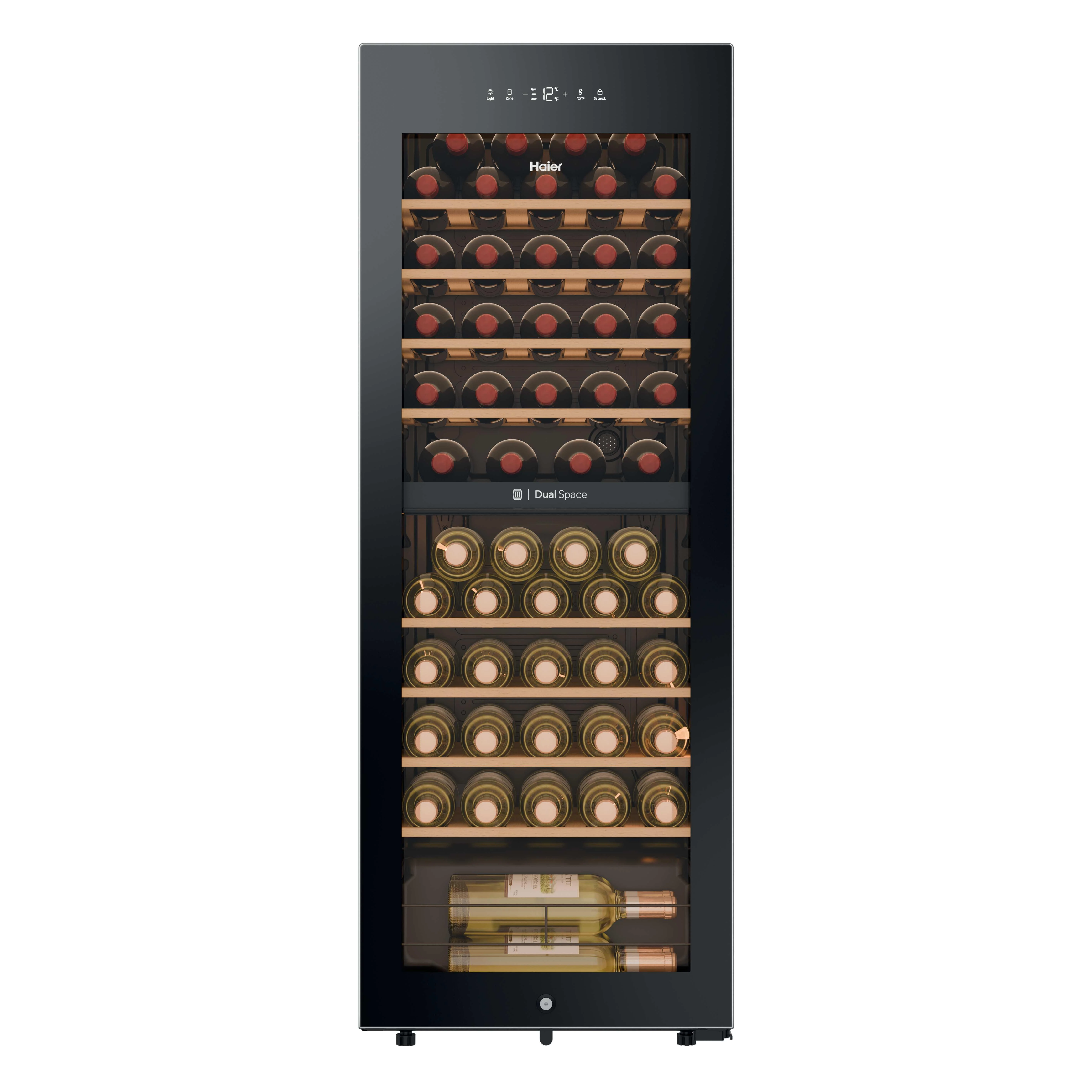 Haier Wine Bank 50 Serie 5 HWS56GDG Weinkühler mit Kompressor Freistehend Schwarz 31 Flasche(n)