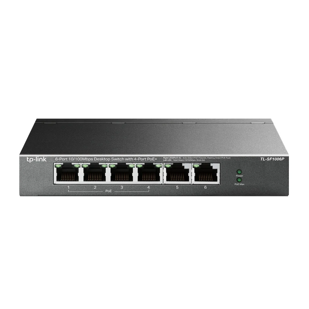 TP-Link 6-Port 10/100Mbit/s-Desktop-Switch mit 4-Port PoE+