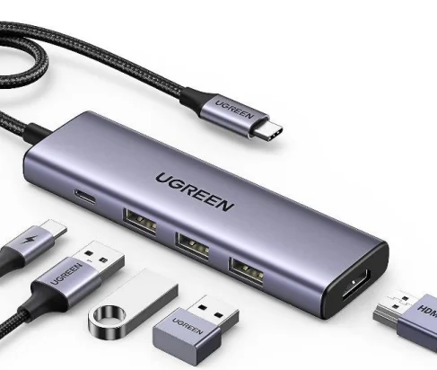 Ugreen 15596 laptop-dockingstation & portreplikator Kabelgebunden USB 3.2 Gen 1 (3.1 Gen 1) Type-A + Type-C Aluminium